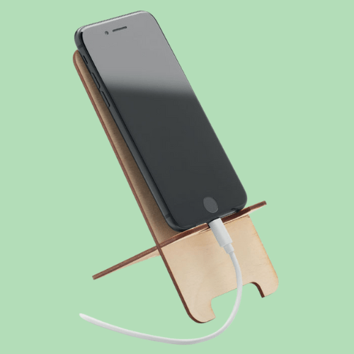 Support De Téléphone En Bois - Berceau De Bureau, Base En Bois Naturel, 10x6cm